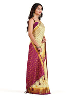 Mimosa Women's Beige Mysore Silk Crepe Saree | Grocsy