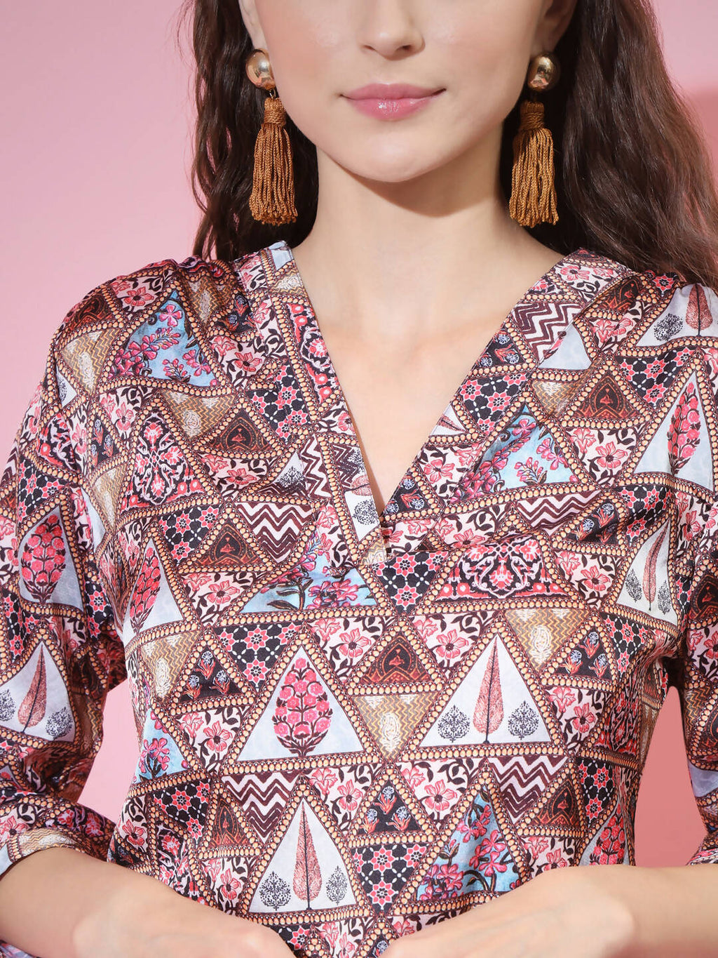 Myshka Women's Multi Printed V-Neck Top | Grocsy
