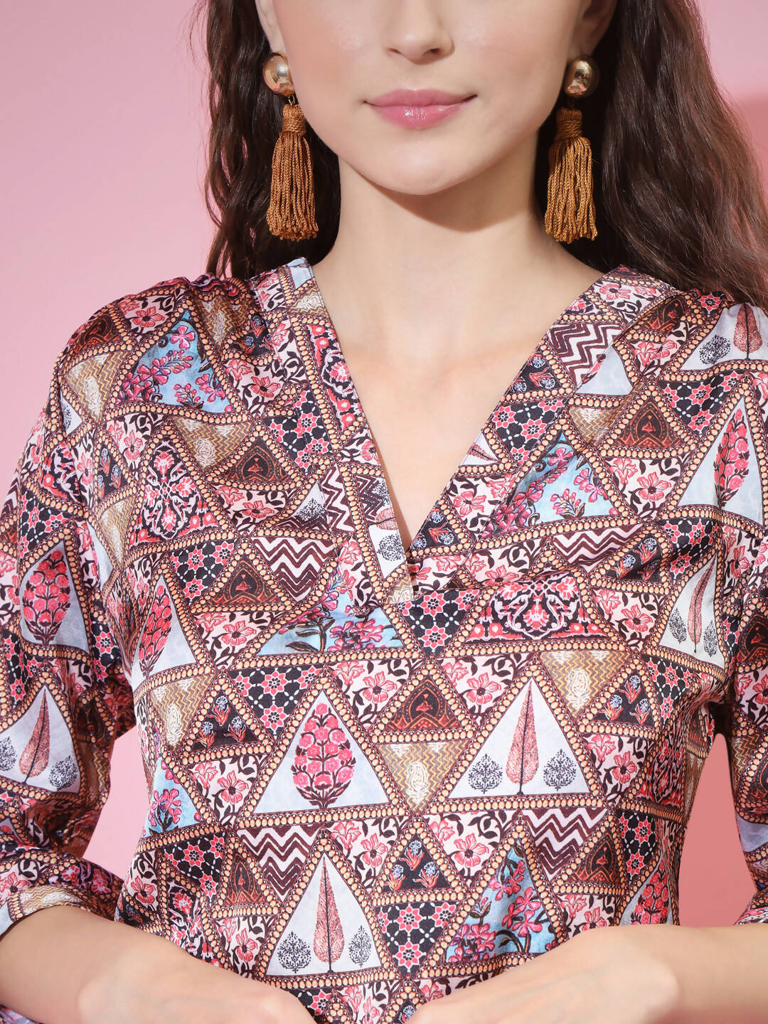 Myshka Women's Multi Printed V-Neck Top | Grocsy
