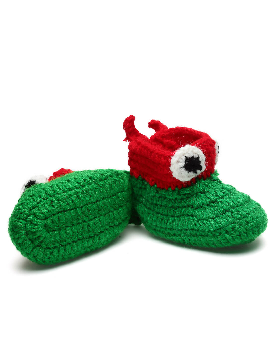 Chutput Kids Woollen Hand Knitted Superhero Detailed Booties - Green | Grocsy