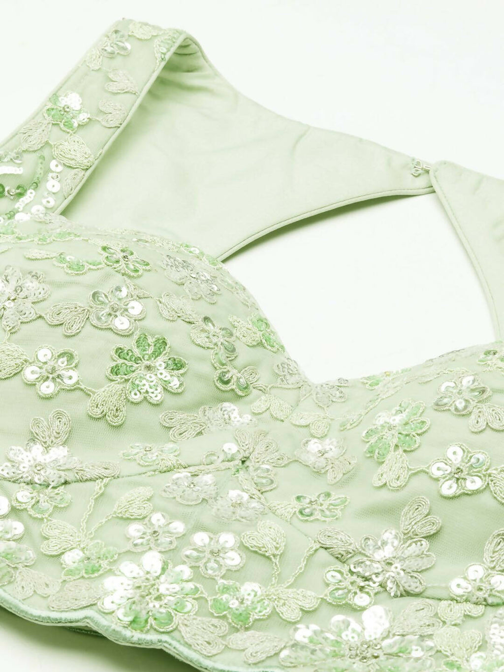 House of Panchhi Lime Green Net Sequins and Zarkan embroidery Lehenga choli & Dupatta | Grocsy