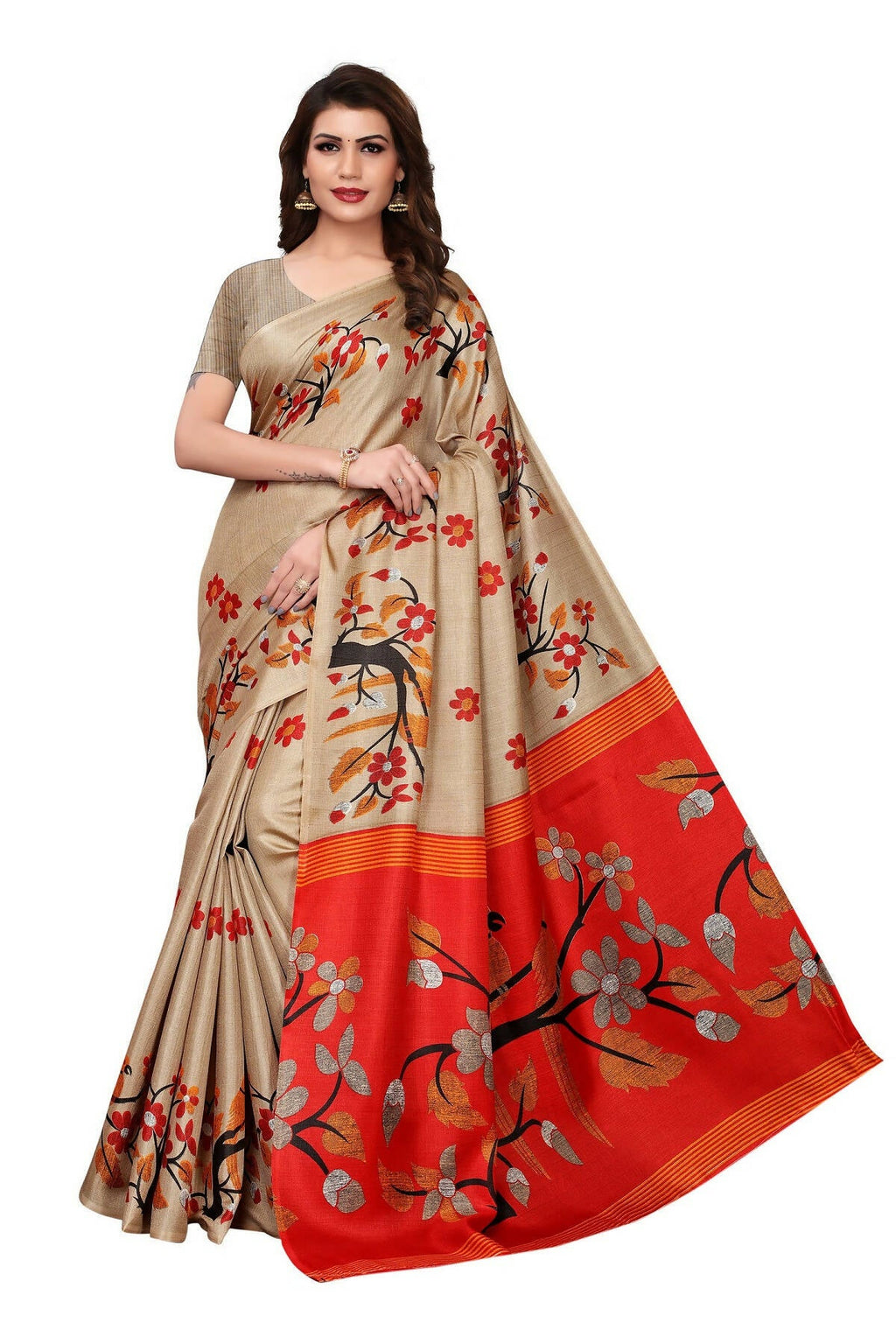 Vamika Chiku Kalamkari With Jhalar Khadi Silk Saree | Grocsy