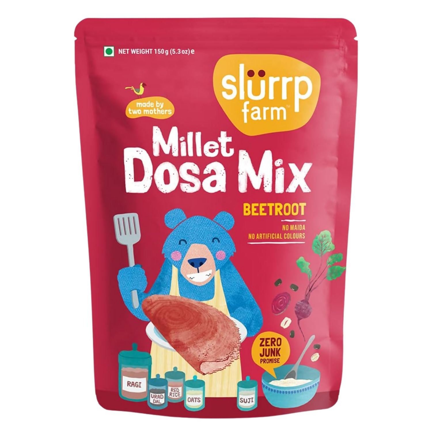 Slurrp Farm Spinach And Beetroot Millet Dosa Mix Combo | Grocsy
