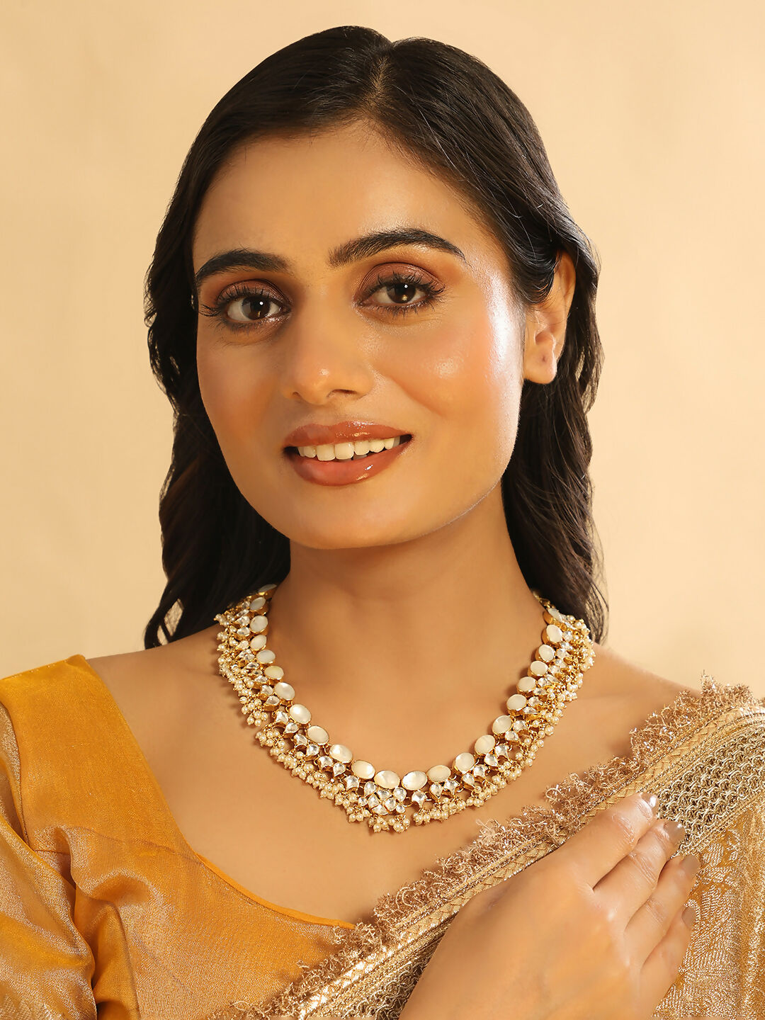 Nuyug 22K Gold Plated Ivory Dusk MOP Necklace | Grocsy