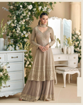 Anaita Beige Heavy Georgette Stitched Suit with Sequence & Diamond work | Grocsy