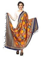 Vamika Yellow Printed Khadi Bhagalpuri Dupatta | Grocsy