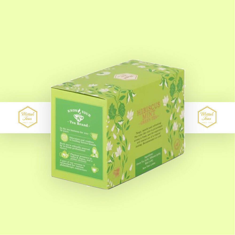 Mittal Teas Hibiscus Mint Green Tea - Eco Friendly Bags | Grocsy