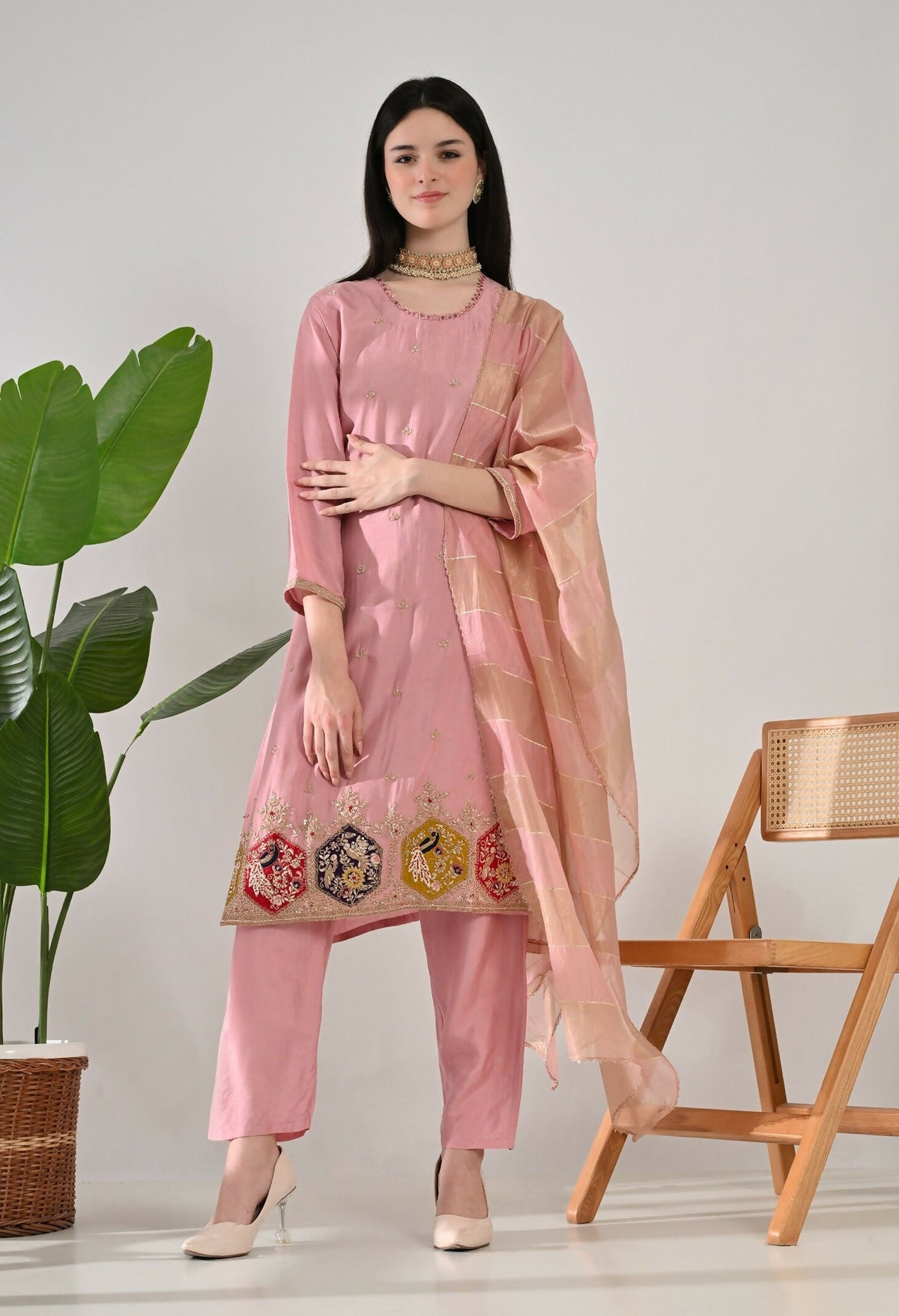 Joban Fashion Onion Premium Pure Viscose Print Dola With Handwork Kurta Set | Grocsy