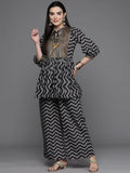 Ahalyaa Women Printed Ethnic Co-Ords - Black Color | Grocsy