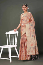 Pink Soft Organza Woven Design Saree With Unstitched Blouse Piece - Zaara | Grocsy