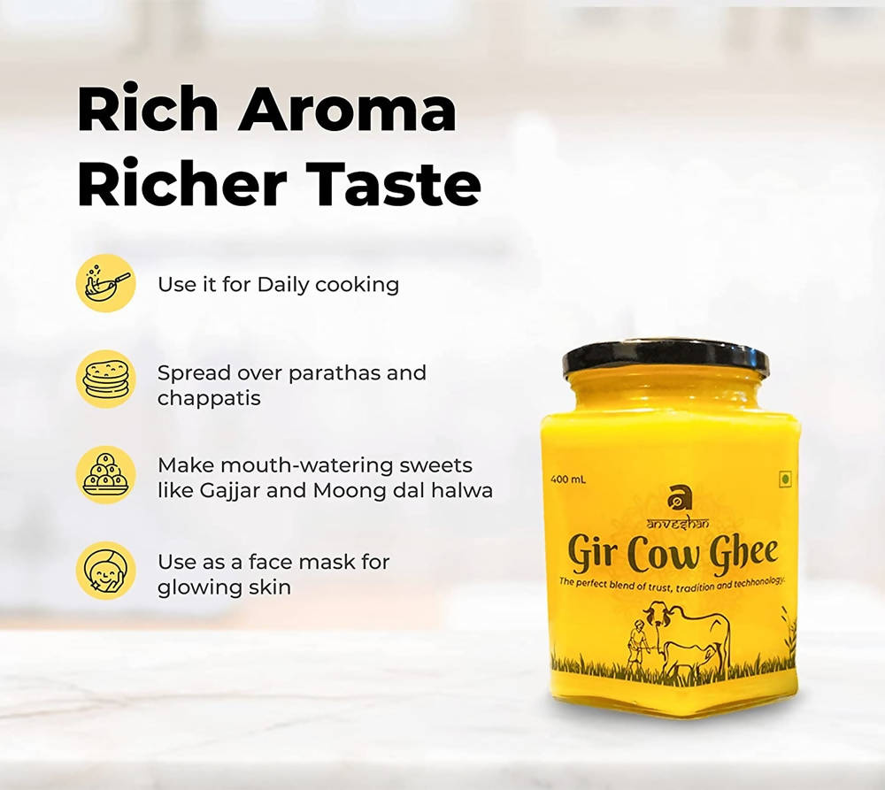 Anveshan Gir Cow Ghee | Vedic Bilona Method Ghee | Organic Ghee From Desi Cow Milk | Grocsy