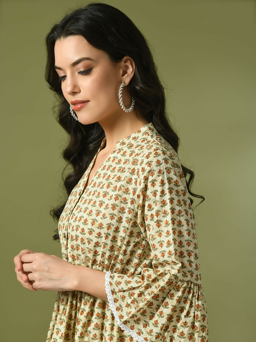 Myshka Women's Multi Embellished Cotton Gathered Party Empire Top | Grocsy