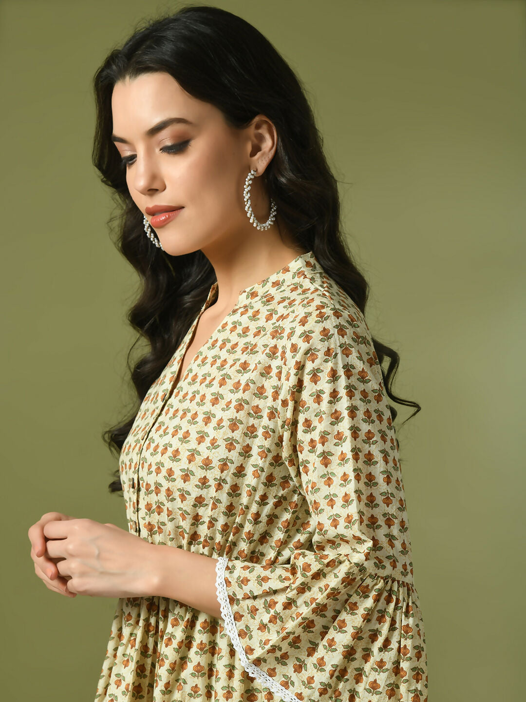 Myshka Women's Multi Embellished Cotton Gathered Party Empire Top | Grocsy