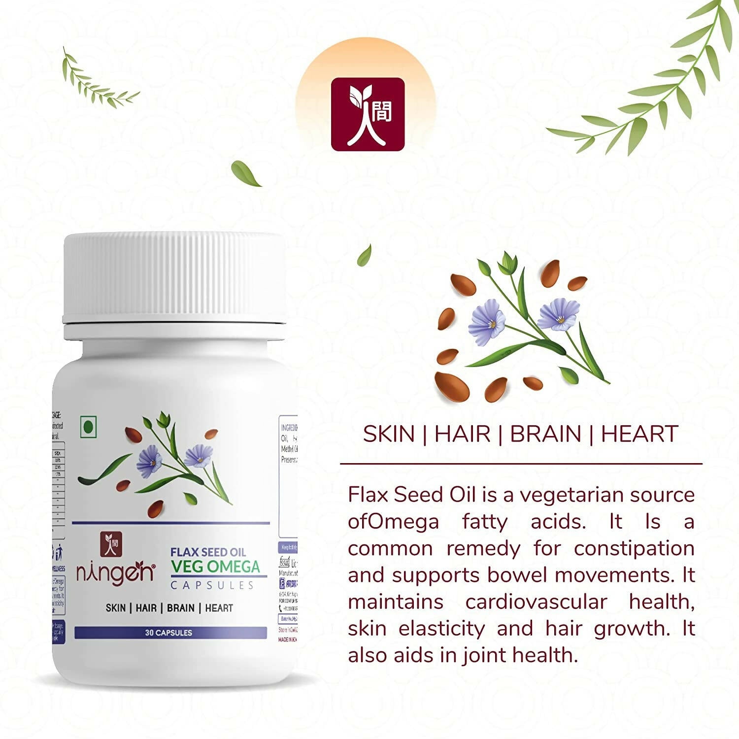 Ningen Flax Seed Oil Capsules | Grocsy
