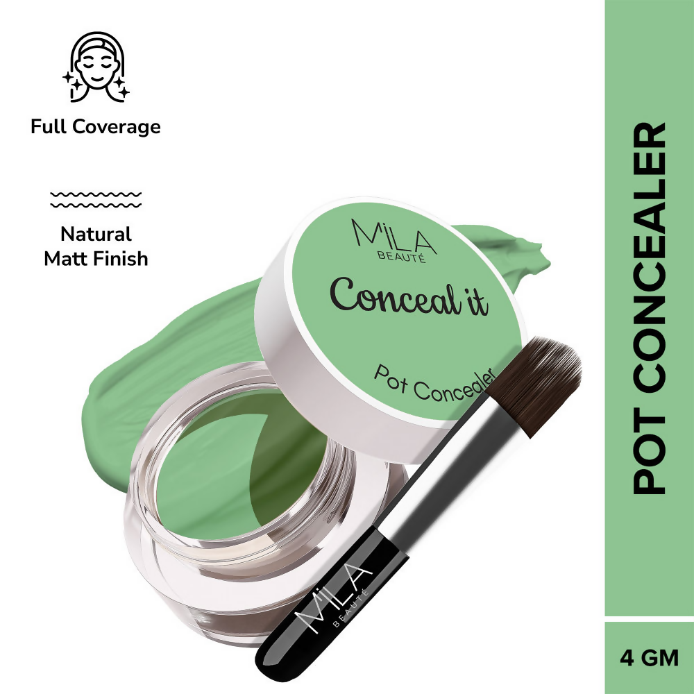 Mila Beaute Conceal It Pot Concealer Creamy Matte Finish with SPF 15 - Green Corrector | Grocsy