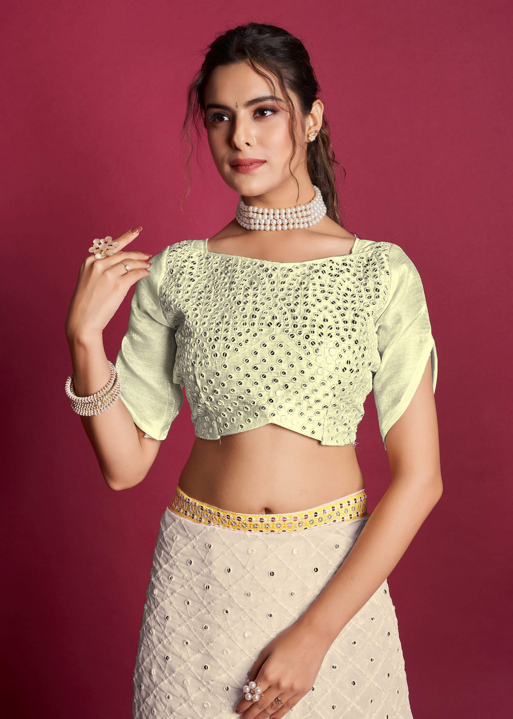 Vamsee Yellow Sequence 1 Yellow Satin Benglori Saree | Grocsy