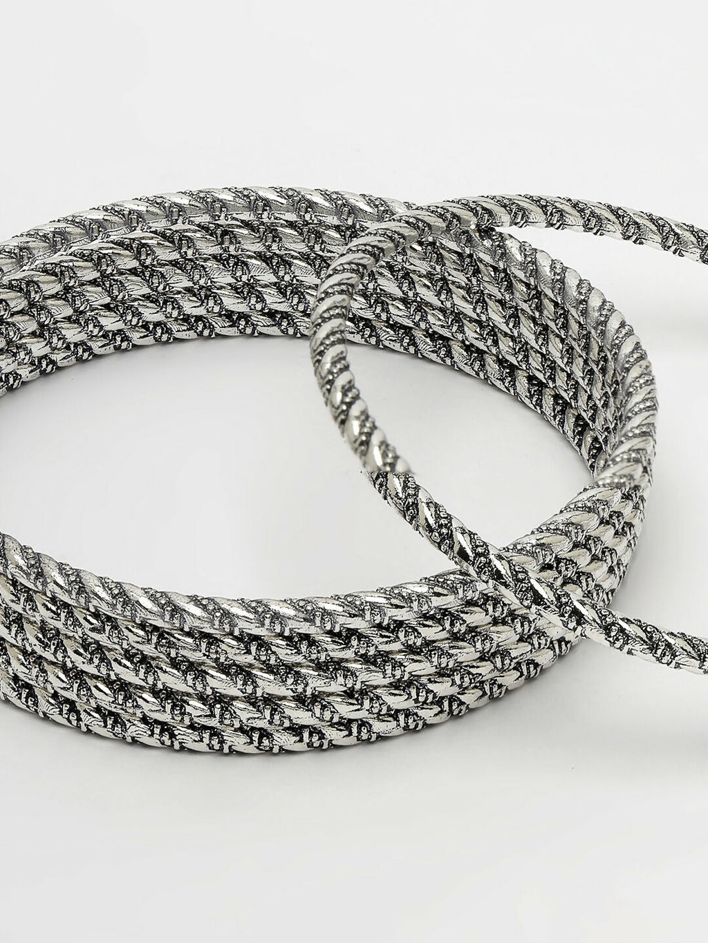 NVR Women's Set of 6 Silver-Toned German Silver Oxidised Bangles | Grocsy