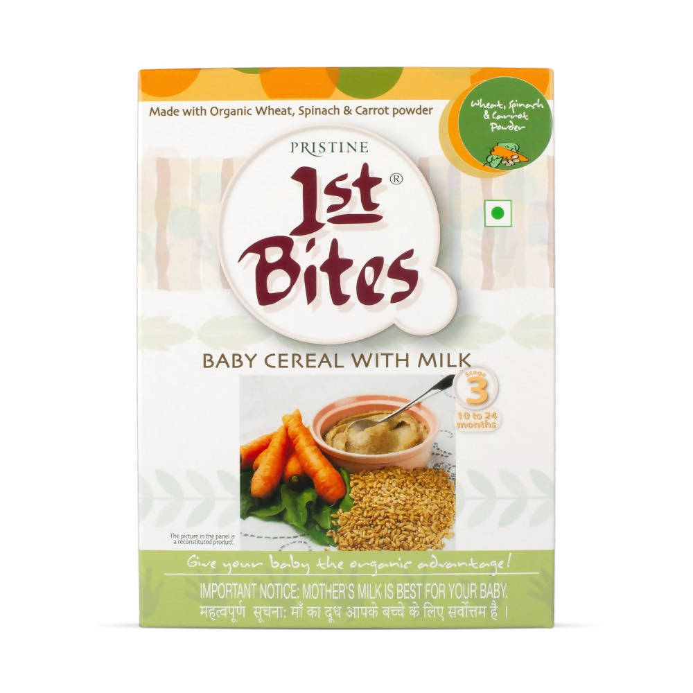 Pristine 1st Bites Baby Cereal Stage-3 Organic Wheat, Spinach & Carrot | Grocsy