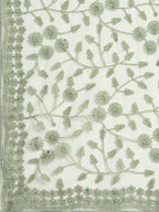 Green Woven Design Net Saree with Blouse Piece - Kalamkari | Grocsy