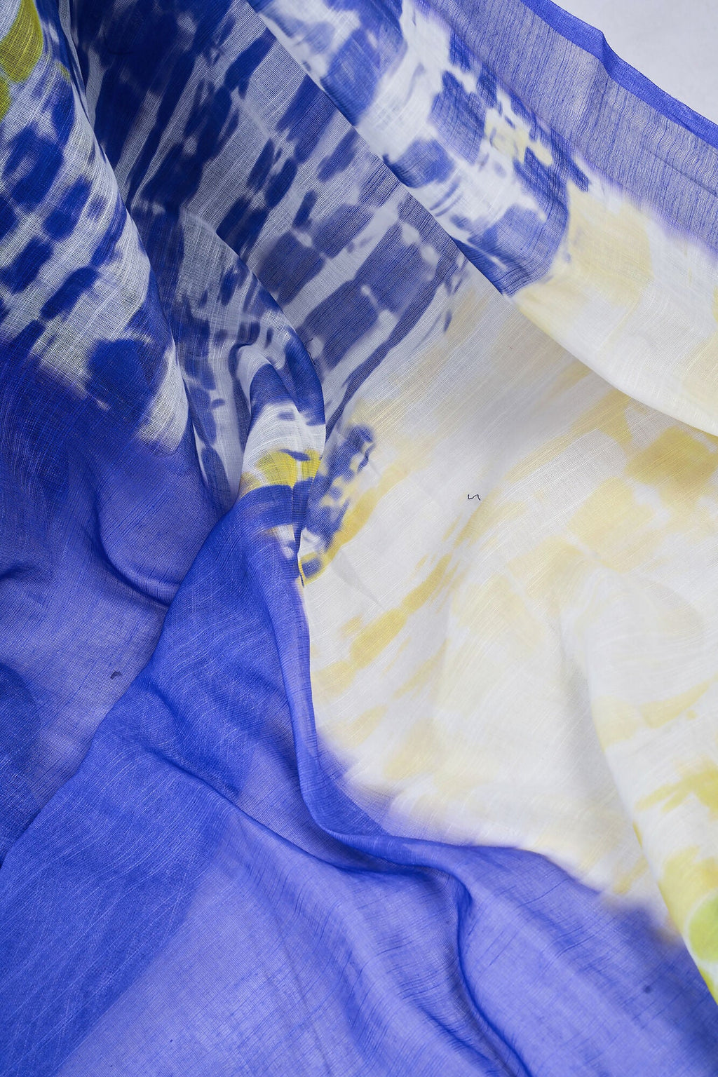 Vastranavya Blue Digital Printed Linen Ready To Wear Designer Saree with Unstitched Blouse | Grocsy