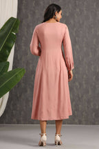 Juniper Womens Onion Pink Rayon Solid Maxi Dress With Mirror Embroidery And Full Sleeve | Grocsy