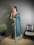 Joban Fashion Navy Blue Bandhej Bandhani Vichitra Silk Bandhani Prints Saree | Grocsy
