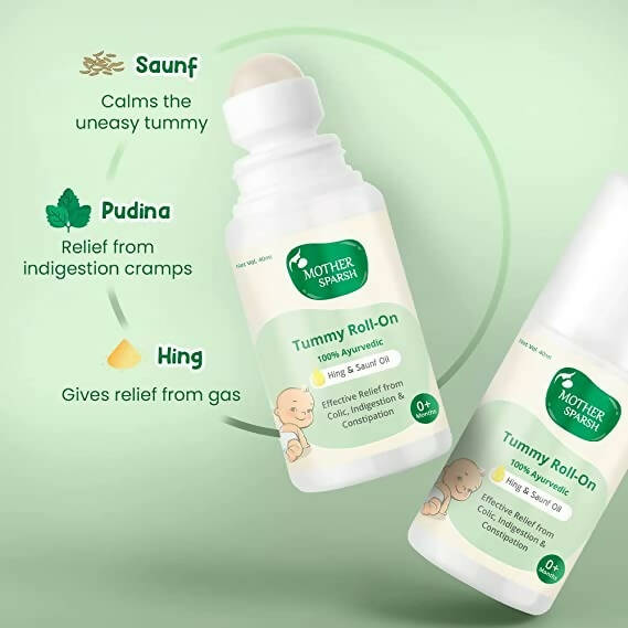Mother Sparsh Tummy Roll On Hing & Saunf Oil | Grocsy