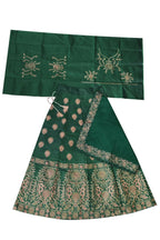 Dwiden Green Gulab Tafetta Sattin Semi-Stitched Girl'S Lehenga Choli | Grocsy