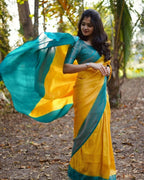 DEIANA'S Beautiful Designer Golden zari Soft Lichi Silk Saree - Yellow | Grocsy