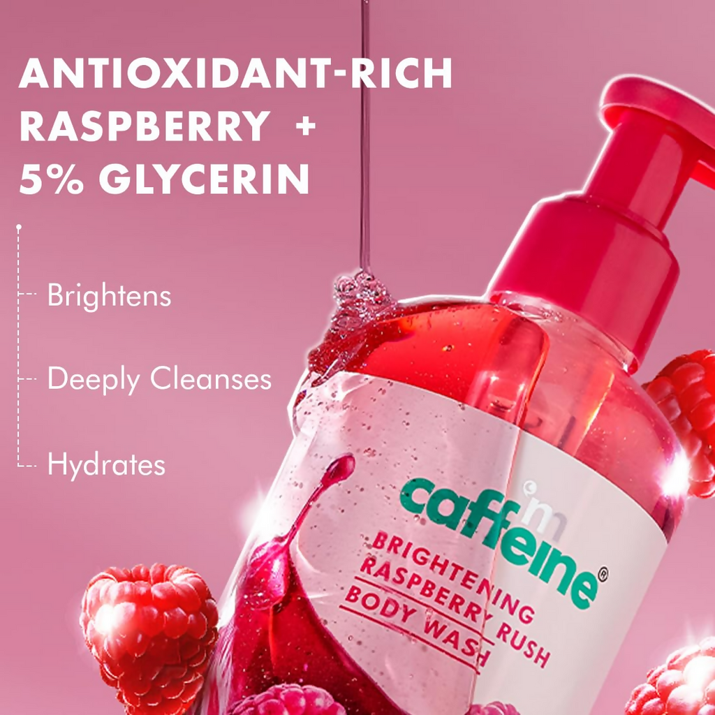 mcaffeine All Skin Brightening SPF 50 PA+++ Sunscreen Body Lotion & Wash Raspberry Combo Kit | Grocsy
