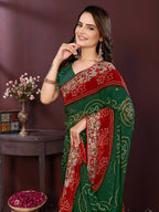 Ai Fashion Green Georgette Digital Print Party Wear Saree | Grocsy