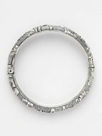 NVR Women's Silver-Toned German Silver Floral Oxidised Kada Bangle | Grocsy