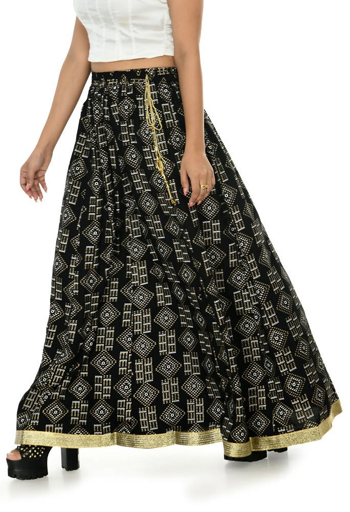Mominos Fashion Moeza Cotton Black Printed Lehenga (Lancha) | Grocsy