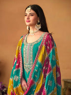 Anaita Blue Embroidered Soft Organza Salwar Suit | Grocsy
