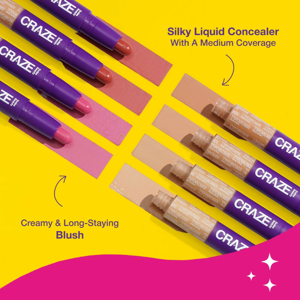 Swiss Beauty Craze Twosome Face Stick 2-In-1 Beauty Wand Concealer and Blush - 4 Deep - Pink | Grocsy