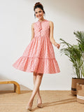 Janasya Peach Fit & Flare Cotton Dress | Grocsy