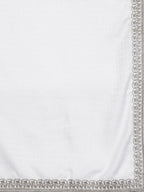 Ahalyaa Women White Ethnic Motifs Embroidered Aari Work Pashmina Kurta with Salwar & With Dupatta | Grocsy