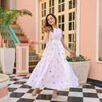 The52 Women's Gorgeous Thread work Cotton Rayon Fabric Flared Dress | Grocsy