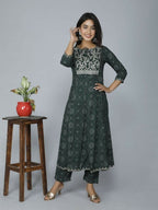 Alvano Women's Attractive And Stylish Rayon Anarkali Kurta With Pant And Dupatta | Grocsy