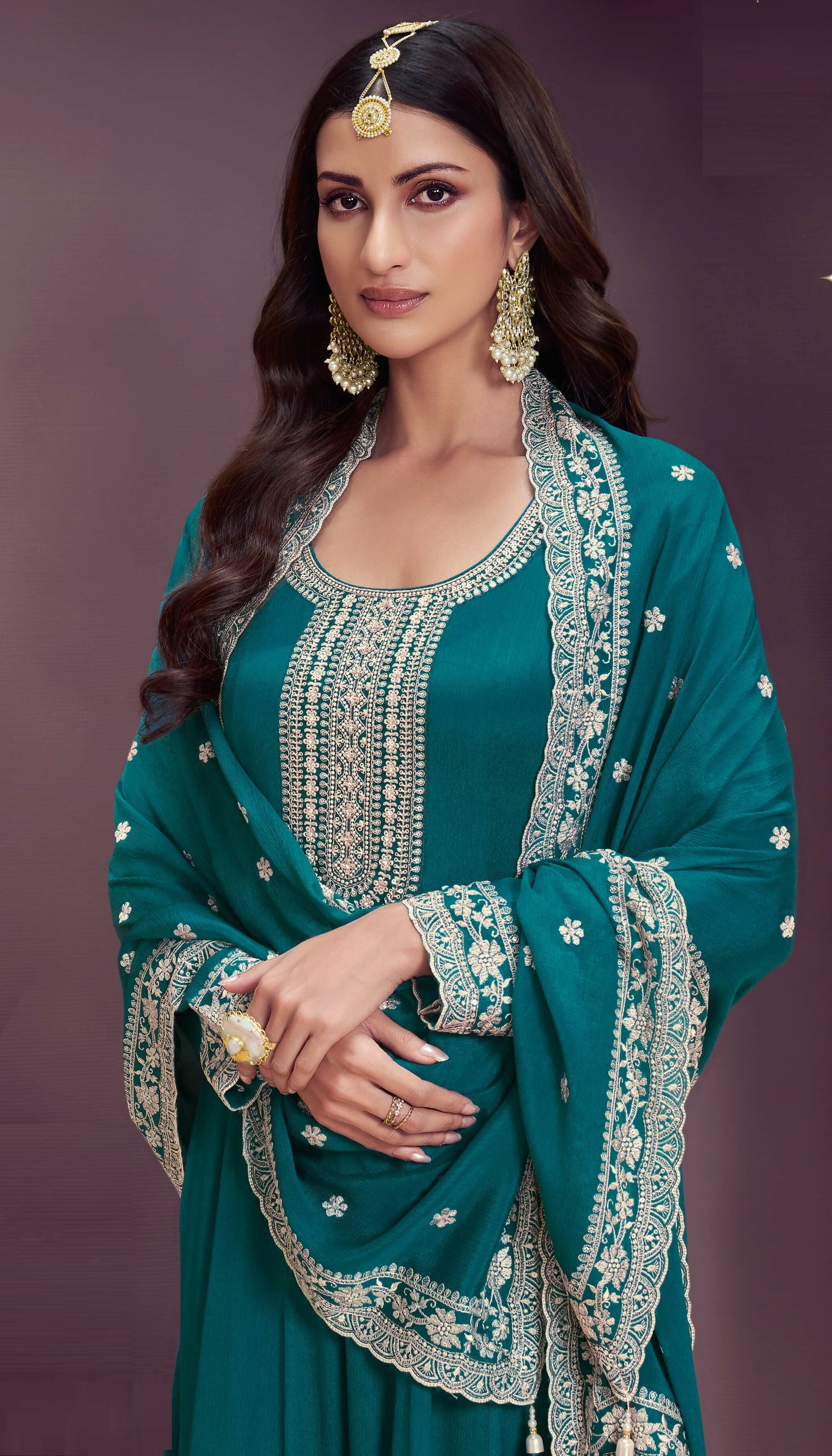 Anaita Dark Green Embroidered Silk Stitched Anarkali suit | Grocsy