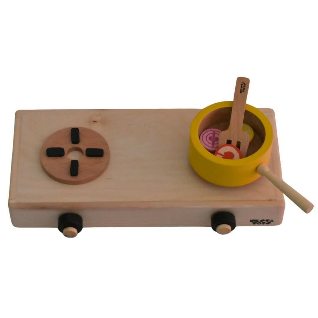 Nesta Toys Wooden Gas Stove and Cooking Set For Kids | Grocsy