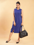BohoJazz Royal Blue Linen Sheath Dress | Grocsy
