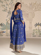 Evanik Designer Chinon Silk Embroidered Work Wedding Anarkali Suit | Grocsy
