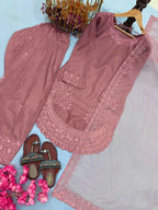 Teeya Creation Peach Color Natural Creap Silk Designer Fancy Party Wear Salwar Suit | Grocsy