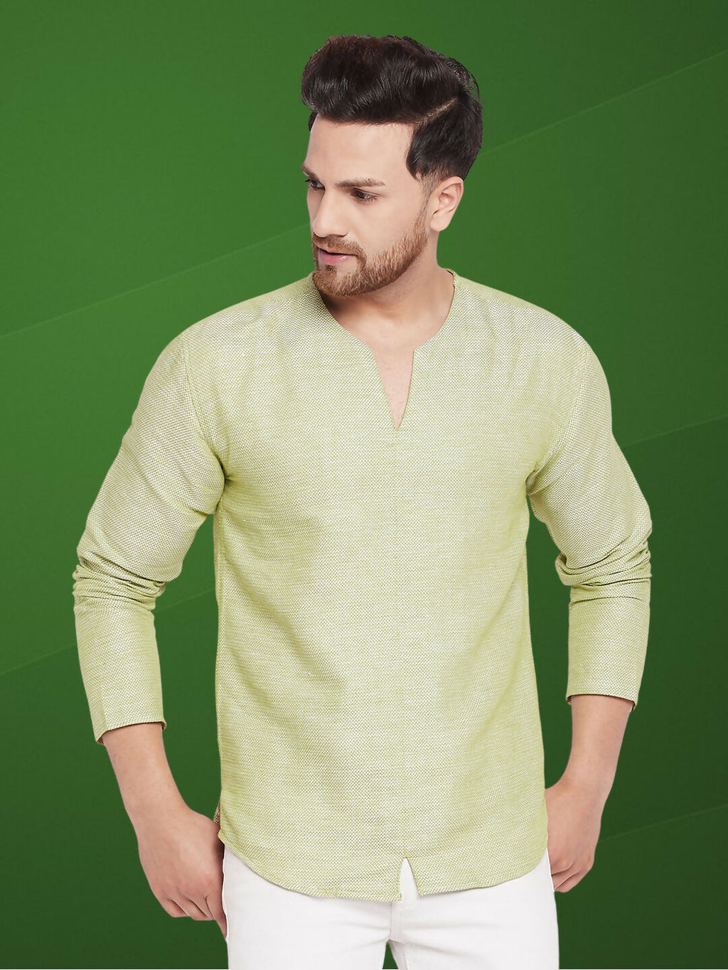 Even Apparels Men's Pure Cotton Green Kurta | Grocsy