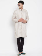 Even Apparels Beige Rayon Men's Sherwani Kurta With Open Front | Grocsy