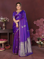 Joban Fashion Rich Purple Floral Banarasi Silk Sarees | Grocsy