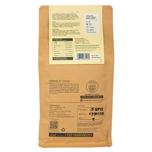 Two Brothers Organic Farms Rajgira Ragi & Rice Krispies Cereal Mix | Grocsy