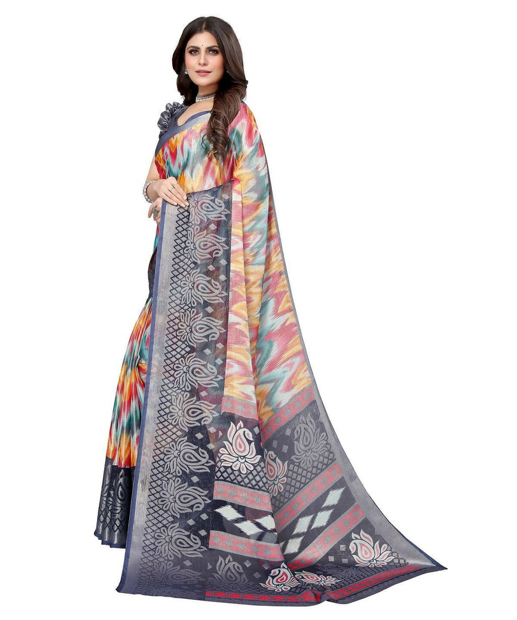Vamika Grey Chiffon Brasso Bollywood Style Woven Saree (KARUNA GREY) | Grocsy