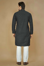 Anaita Black Embroidered Rayon Straight Kurta | Grocsy